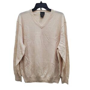 Jos A Bank Executive Collection Men's Cream Wool Blend V-Neck LS Sweater Size XL